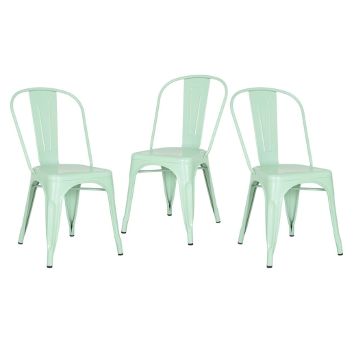 Produto Kit 3 Cadeiras de jantar Iron Tolix com design industrial - Verde Claro