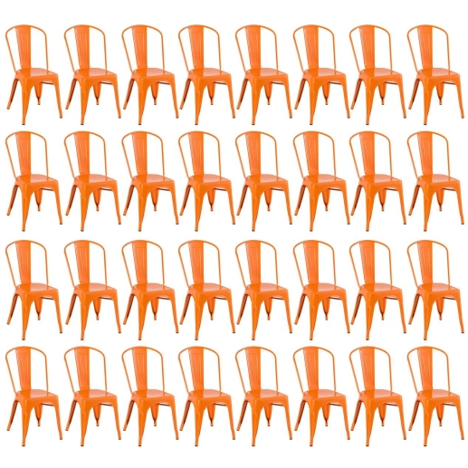 Produto Kit 32 Cadeiras de jantar Iron Tolix com design industrial - Laranja