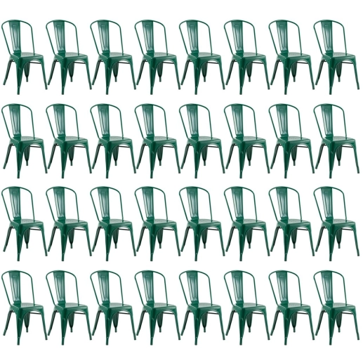 Produto Kit 32 Cadeiras de jantar Iron Tolix com design industrial – Verde Escuro