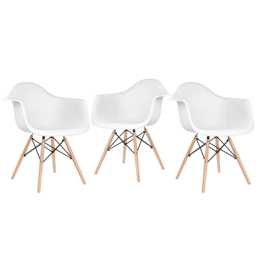 Produto Kit 3 Cadeiras de jantar Charles Eames Eiffel DAW em Polipropileno - Branco