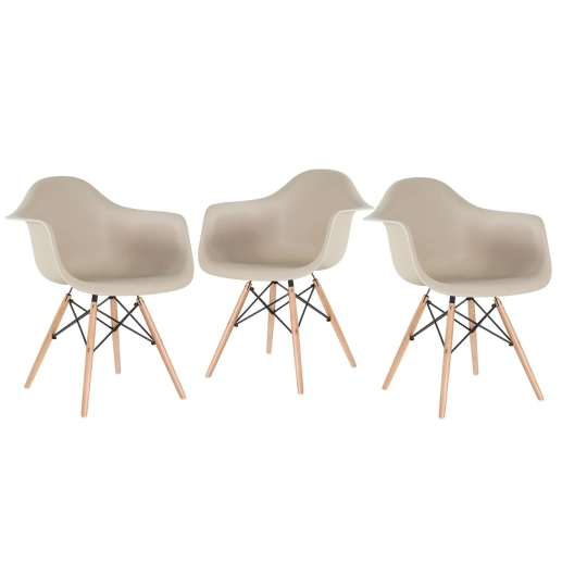 Produto Kit 3 Cadeiras de jantar Charles Eames Eiffel DAW em Polipropileno - Nude