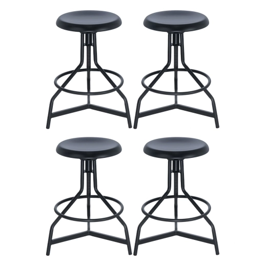 Kit 4 banquetas altas para cozinha industrial York com banco giratório - Preto Produto Kit 4 banquetas altas para cozinha industrial York com banco giratório - Preto