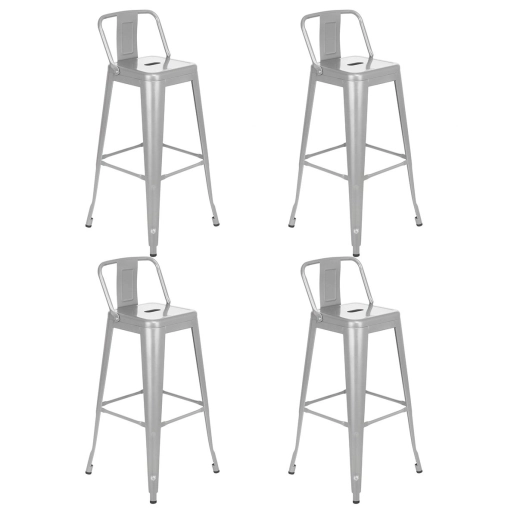 Produto Kit 4 banquetas altas para bancada Iron Tolix com encosto 76 cm – Prata