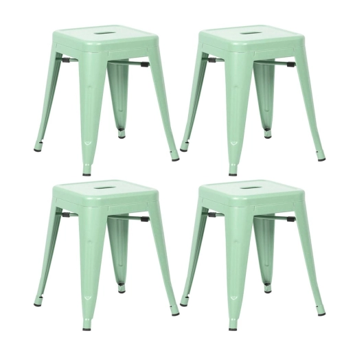 Produto Kit 4 Banquetas baixa para cozinha Iron Tolix 45 cm - Verde Claro