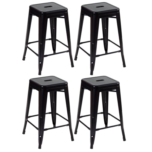 Kit 4 Banquetas média para bancada Iron Tolix 61 cm - Preto Produto Kit 4 Banquetas média para bancada Iron Tolix 61 cm - Preto