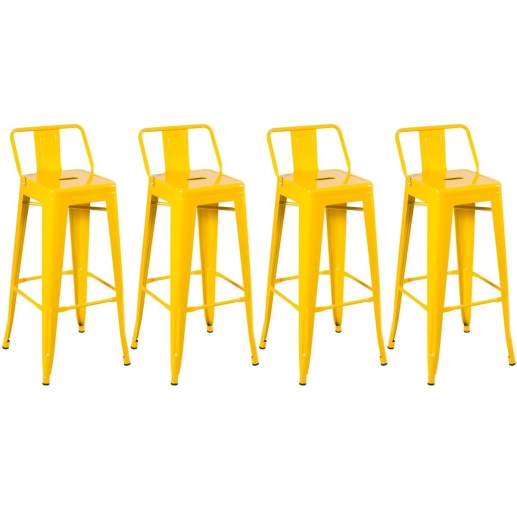 Kit 4 banquetas altas para bancada Iron Tolix com encosto 76 cm – Amarelo Produto Kit 4 banquetas altas para bancada Iron Tolix com encosto 76 cm – Amarelo
