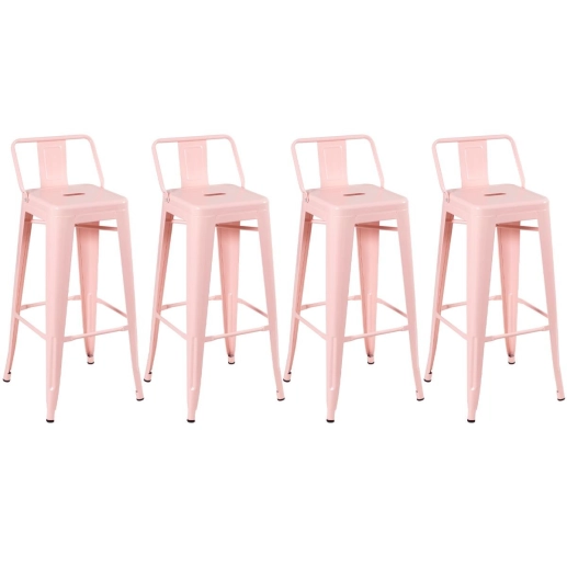 Kit 4 banquetas altas para bancada Iron Tolix com encosto 76 cm – Rosa antigo Produto Kit 4 banquetas altas para bancada Iron Tolix com encosto 76 cm – Rosa antigo