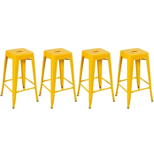 Kit 4 banquetas altas para bancada Iron Tolix 76 cm – Amarelo Produto Kit 4 banquetas altas para bancada Iron Tolix 76 cm – Amarelo
