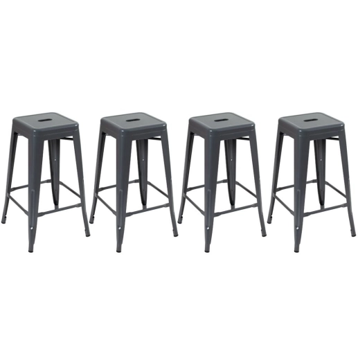 Kit 4 banquetas altas para bancada Iron Tolix 76 cm – Cinza Escuro Produto Kit 4 banquetas altas para bancada Iron Tolix 76 cm – Cinza Escuro