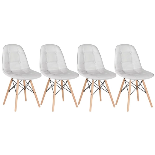 Produto Kit 4 Cadeiras de jantar Charles Eames Eiffel Botonê Estofada - Cinza claro