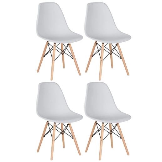 Produto Kit 4 Cadeiras de jantar Charles Eames Eiffel DSW em Polipropileno - Cinza claro