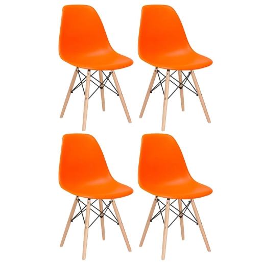 Produto Kit 4 Cadeiras de jantar Charles Eames Eiffel DSW em Polipropileno - Laranja