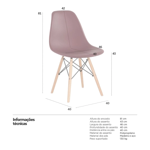 Produto Kit 4 Cadeiras de jantar Charles Eames Eiffel DSW em Polipropileno - Marrom