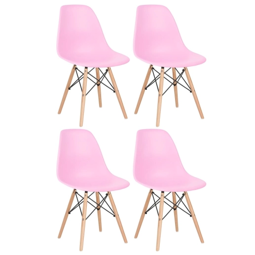Produto Kit 4 Cadeiras de jantar Charles Eames Eiffel DSW em Polipropileno - Rosa claro