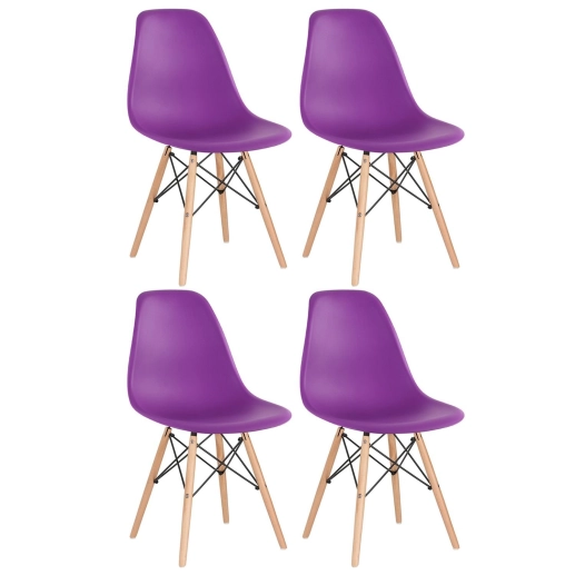 Kit 4 Cadeiras de jantar Charles Eames Eiffel DSW em Polipropileno - Roxo Produto Kit 4 Cadeiras de jantar Charles Eames Eiffel DSW em Polipropileno - Roxo