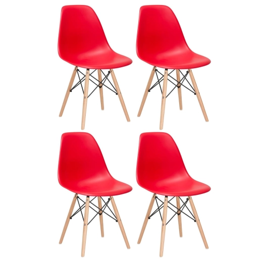 Produto Kit 4 Cadeiras de jantar Charles Eames Eiffel DSW em Polipropileno - Vermelho