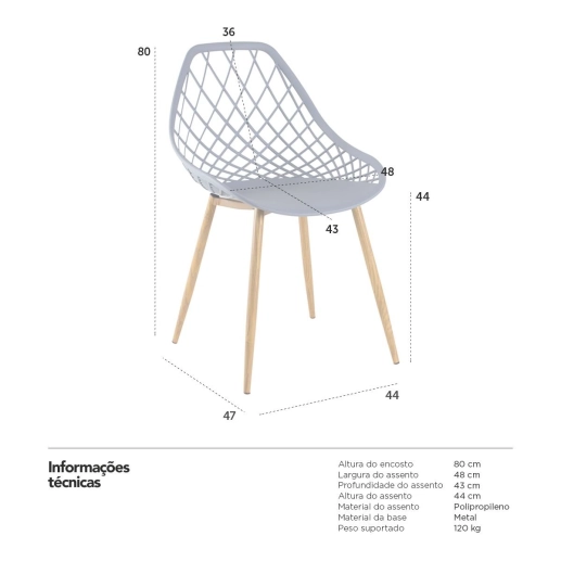 Produto Kit 4 Cadeiras de jantar Clarice Cloe com design contemporâneo - Cinza
