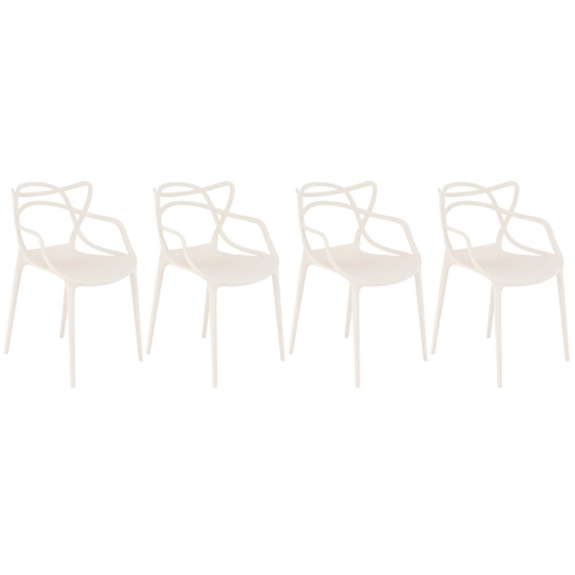 Kit 4 Cadeiras de jantar Master Allegra Design Moderno em Polipropileno - Creme Produto Kit 4 Cadeiras de jantar Master Allegra Design Moderno em Polipropileno - Creme