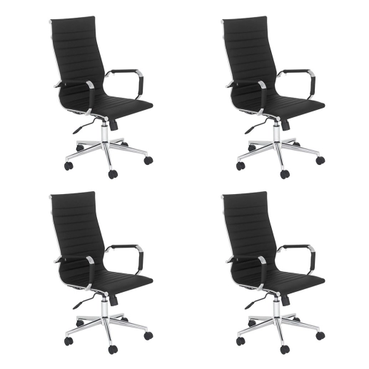 Kit 4 Cadeiras Esteirinha Diretor com rodízios para escritório – Preto Produto Kit 4 Cadeiras Esteirinha Diretor com rodízios para escritório – Preto