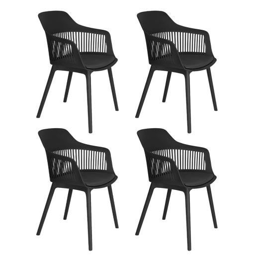 Kit 4 Cadeiras estofada Marcela para sala de jantar e cozinha – Preto Produto Kit 4 Cadeiras estofada Marcela para sala de jantar e cozinha – Preto