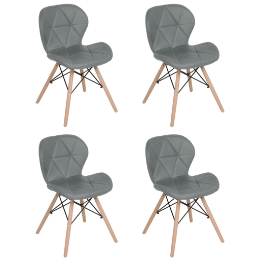 Produto Kit 4 Cadeiras de jantar estofada Charles Eames Eiffel Slim Wood confort – Cinza
