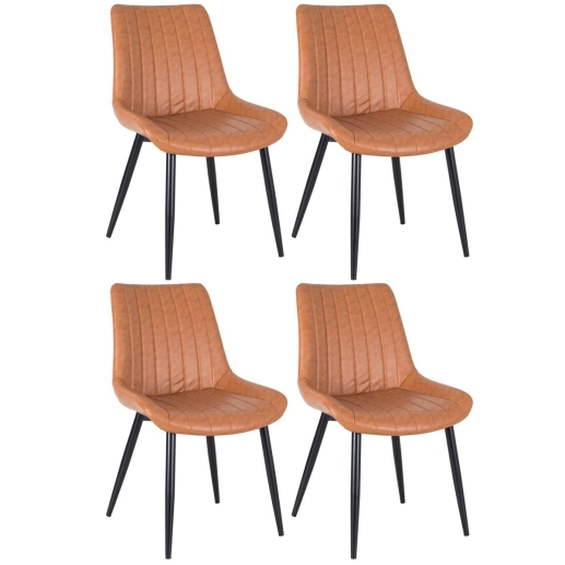 Produto Kit 4 Cadeiras estofada Chicago com design industrial - Marrom