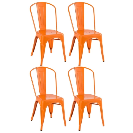 Produto Kit 4 Cadeiras de jantar Iron Tolix com design industrial - Laranja