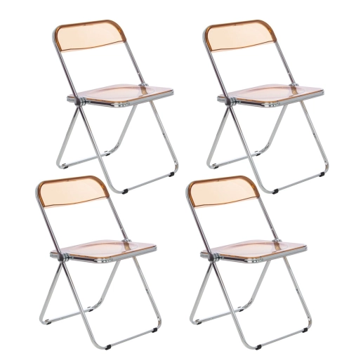 Produto Kit 4 cadeiras jantar design dobrável cristal acrílico transparente Italia Ambar