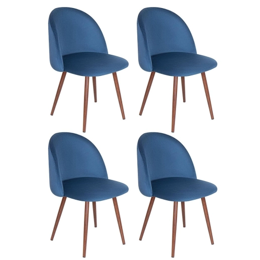 Produto Kit 4 cadeiras estofada de jantar Maite Sedona em veludo – Azul