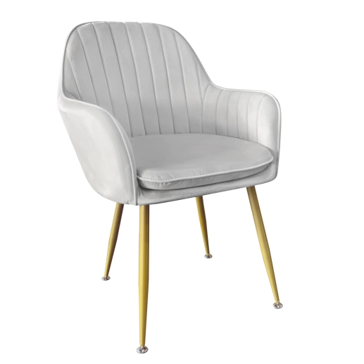 Produto Kit 4 Cadeiras Poltrona Lines com pés dourados Suede