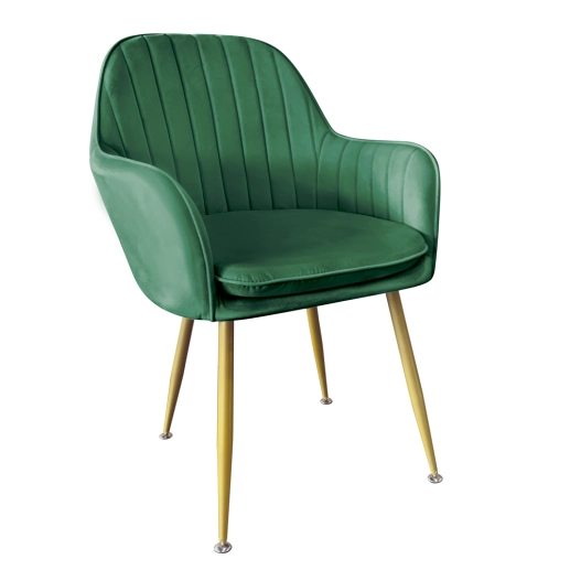 Kit 4 Cadeiras Poltrona Lines com pés dourados Suede para sala de jantar – Verde Escuro Produto Kit 4 Cadeiras Poltrona Lines com pés dourados Suede para sala de jantar – Verde Escuro