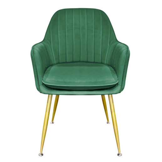Kit 4 Cadeiras Poltrona Lines com pés dourados Suede para sala de jantar – Verde Escuro Produto Kit 4 Cadeiras Poltrona Lines com pés dourados Suede para sala de jantar – Verde Escuro