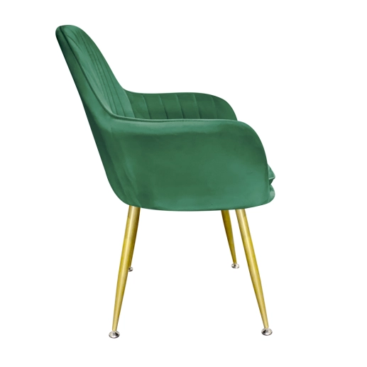 Kit 4 Cadeiras Poltrona Lines com pés dourados Suede para sala de jantar – Verde Escuro Produto Kit 4 Cadeiras Poltrona Lines com pés dourados Suede para sala de jantar – Verde Escuro