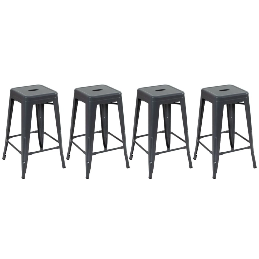 Kit 4 Banquetas média para bancada Iron Tolix 66 cm – Cinza escuro Produto Kit 4 Banquetas média para bancada Iron Tolix 66 cm – Cinza escuro
