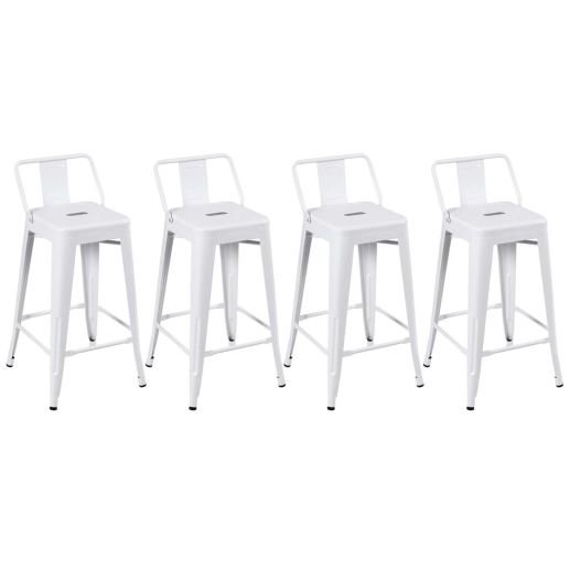 Produto Kit 4 banquetas médias para bancada Iron Tolix com encosto 66 cm - Branco