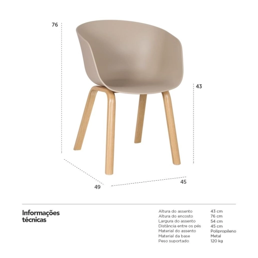 Produto Kit 4 Cadeiras de jantar Cassia com design moderno e assento confortável – Nude