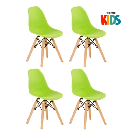 Produto Kit - 4 cadeiras infantil Eames Eiffel Junior - Kids - Verde limão