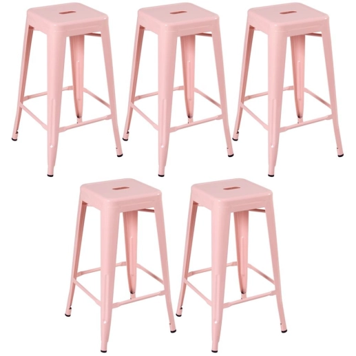 Produto Kit 5 Banquetas alta para bancada Iron Tolix 76 cm – Rosa antigo