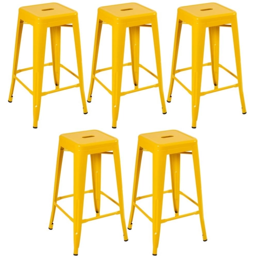 Kit 5 banquetas altas para bancada Iron Tolix 76 cm – Amarelo Produto Kit 5 banquetas altas para bancada Iron Tolix 76 cm – Amarelo