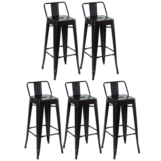 Kit 5 banquetas altas para bancada Iron Tolix com encosto 76 cm – Preto Semibrilho Produto Kit 5 banquetas altas para bancada Iron Tolix com encosto 76 cm – Preto Semibrilho