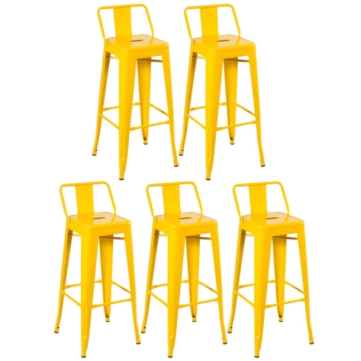 Produto Kit 5 banquetas altas para bancada Iron Tolix com encosto 76 cm – Amarelo