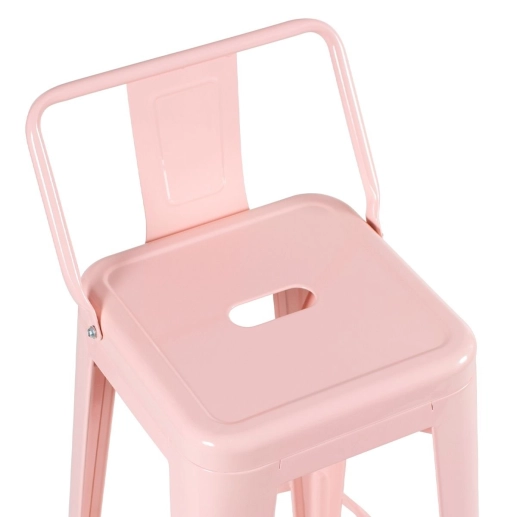 Kit 5 banquetas altas para bancada Iron Tolix com encosto 76 cm – Rosa antigo Produto Kit 5 banquetas altas para bancada Iron Tolix com encosto 76 cm – Rosa antigo