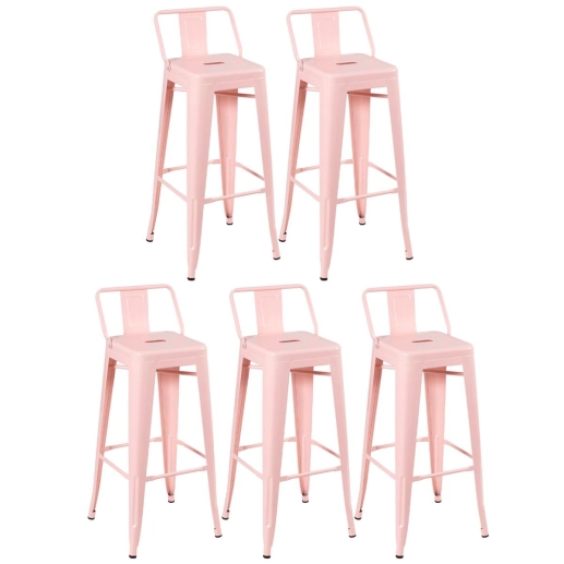 Kit 5 banquetas altas para bancada Iron Tolix com encosto 76 cm – Rosa antigo Produto Kit 5 banquetas altas para bancada Iron Tolix com encosto 76 cm – Rosa antigo