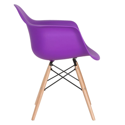 Produto Kit 5 cadeiras Charles Eames Eiffel DAW com braços e pés de madeira clara Roxo