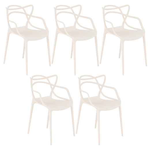 Kit 5 Cadeiras de jantar Master Allegra Design Moderno em Polipropileno - Creme Produto Kit 5 Cadeiras de jantar Master Allegra Design Moderno em Polipropileno - Creme
