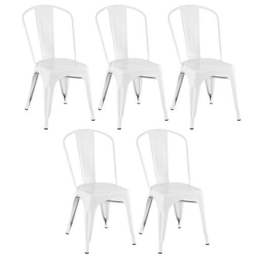 Produto Kit 5 Cadeiras de jantar Iron Tolix com design industrial - Branco