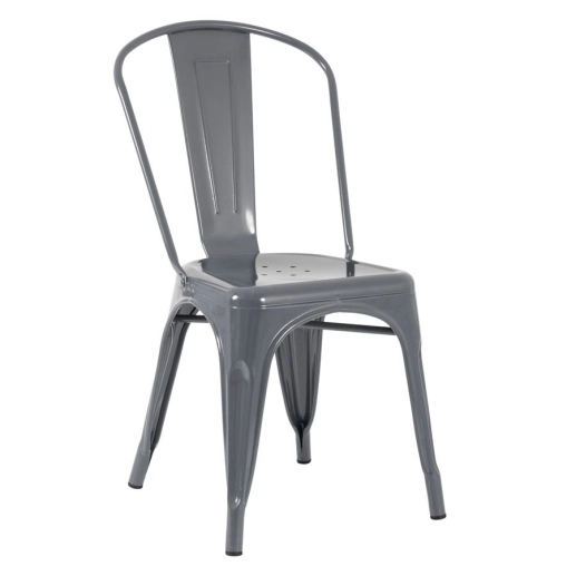 Kit 5 Cadeiras de jantar Iron Tolix com design industrial - Cinza Escuro Produto Kit 5 Cadeiras de jantar Iron Tolix com design industrial - Cinza Escuro