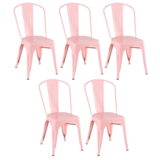 Kit 5 Cadeiras de jantar Iron Tolix com design industrial - Rosa Antigo Produto Kit 5 Cadeiras de jantar Iron Tolix com design industrial - Rosa Antigo