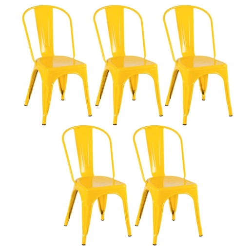 Produto Kit 5 Cadeiras de jantar Iron Tolix com design industrial - Amarelo