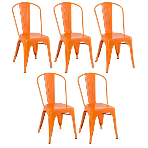 Produto Kit 5 Cadeiras de jantar Iron Tolix com design industrial - Laranja